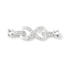 Rack Plating Brass Micro Pave Cubic Zirconia Fold Over Clasps, Long-Lasting Plated, Lead Free & Cadmium Free, Silver, 39mm, Clasp: 12.5x7x6.5mm, link: 20.5x10x3.5mm.
