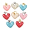 Brass Micro Pave Cubic Zirconia Pendants, with Enamel, Heart, Platinum & Golden, 17x16x6.5mm, Hole: 4.9x2.8mm
