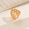 Multi-Layer Hollow Design Brass Micro Pave Cubic Zirconia Adjustable Finger Rings for Women, Golden, 30mm, Inner Diameter: Adjustable