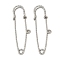 304 Stainless Steel Safety Pins Brooch Findings, Kilt Pins with Four Loops for Lapel Pin Making, Stainless Steel Color, 50x15x5mm, Hole: 2mm