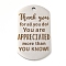 Non-Tarnish 201 Stainless Steel Pendants, Message Charms, Oval with Word Thank You for All You Do Charms, Stainless Steel Color, 49x28x2mm, Hole: 3mm