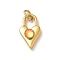 Ion Plating(IP) 304 Stainless Steel with Rhinestone Pendants, with Jump Ring, Real 14K Gold Plated, Heart Lock Charm, Topaz, 20x11.5x6mm, Hole: 5x3mm