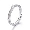 Anti-Tarnish Adjustable Rhodium Plated 925 Sterling Silver Finger Ring Components, For Half Drilled Beads, with Micro Pave Cubic Zirconia, with 925 Stamp, Platinum, Size 6, 16mm, Tray: 3.5mm, Pin: 0.8mm