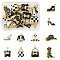 20Pcs 10 Styles Alloy Enamel Pendants, Mixed Shapes, Black, 12~25.5x12.5~25.5x1.5~6mm, Hole: 1.4~2.5mm, 2pcs/style