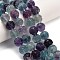 Natural Fluorite Carved Beads Strands, Round Flower, 10x9.5mm, Hole: 0.9mm, about 42pcs/strand, 15.75''(40cm)