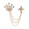 Men's Alloy Brooch Lapel Pin, with Crystal Rhinestone, for Career Suit Tuxedo of Shirts Tie Hat Scarf, Crown & Cross, Golden, 115mm