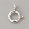925 Sterling Silver Spring Ring Clasps, Silver, 7.5x6x1mm, Hole: 1.4mm, Inner Diameter: 3mm