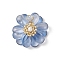 Transparent Glass Pendants, Flower Charm, with Shell Pearl Beads and 304 Stainless Steel Loops, Royal Blue, 29.5x30x12.5mm, Hole: 5.5mm