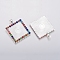 Alloy Pendant Cabochon Settings, Plain Edge Bezel Cups, with Rhinestone, Square, Colorful, Silver, Tray: 25x25mm, 45x34.5x3mm, Hole: 4x6mm