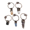 Natural Mixed Gemstone Big Pendants, Nuggets Charms with Brass Rings, Red Copper, 43~68x29.5~30.5x3~13mm, Hole: 6mm