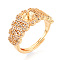 Brass Micro Pave Cubic Zirconia Cup Peg Ring Settings, Adjustable Ring Settings for Half Drilled Beads, Real 18K Gold Plated, 10mm, Inner Diameter: 17mm, Pin: 0.8mm