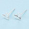 925 Sterling Silver Stud Earrings, Silver, Heart, 5x5.5mm