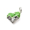 925 Sterling Silver Enamel Heart Ice Cream Charms, with Jump Rings, Silver Color Plated, Lime Green, 8x11.5x3.2mm, Hole: 2.5mm