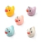 Resin Pendants, with Platinum Iron Loop, Duck Charms, Mixed Color, 19x16x12mm, Hole: 2mm