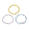 3Pcs Multi-strand Glass Beads Stretch Bracelets, Cross, Mixed Color, Inner Diameter: 2-1/8 inch(5.5cm)