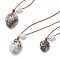Summer Beach Natural Cultured Freshwater Pearl & Natural Shell Pendant Necklaces, Cowhide Leather Cord Necklaces, Gray, 28.35~29.53 inch(72~75cm), Pendant: 18~26x15~20mm