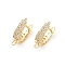 Brass with Cubic Zirconia Stud Earring Findings, Cadmium Free & Nickel Free & Lead Free, Real 18K Gold Plated, 15x4.5x13mm, Hole: 1mm, Pin: 0.8mm