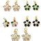 Brass Clear Cubic Zirconia Pendants, Long-Lasting Plated, Real 18K Gold Plated, Flower, Mixed Color, 12.5x10.5x4mm, Hole: 3.5mm, jump ring: 5x0.75mm