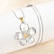 304 Stainless Steel Two Tone Pendant Necklaces for Women, Golden & Stainless Steel Color, Flower, 17.91 inch(45.5cm), Pendant: 32.5x31.5x2.5mm