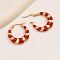 Stylish Enamel Earrings Set, High Quality 201 Stainless Steel Gold-plated Hoop Earrings, Red, 26x26mm