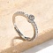 S925 Sterling Silver Adjustable Letter Rings for Women, with Micro Pave Cubic Zirconia, Letter Q, 2mm,US Size 5 1/2(16.1mm), Letter: 5x4mm