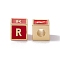 Rack Plating Brass Enamel Beads, Cadmium Free & Nickel Free & Lead Free, Real 18K Gold Plated, Cube with Letter, Red, Letter.R, 6x6x6mm, Hole: 2.5mm