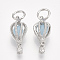 Alloy Pendants, with Cat Eye Inside, Hot Air Balloon, Platinum, Light Blue, 23x10x10mm, Hole: 5.5mm
