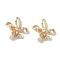 Brass Pendants, with Clear Glass, Flower, Real 18K Gold Plated, Real 18K Gold Plated, 20x17.5x4mm, Hole: 1.2mm
