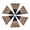 Resin & Walnut Wood Pendants, Triangle, Black, 37.5x31x3mm, Hole: 1.8mm