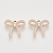 Light Gold Plated Alloy Pendants, with Enamel, Bowknot, Pink, 16x18x2.5mm, Hole: 2mm