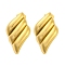 Ion Plating(IP) 304 Stainless Steel Earring, Rhombus, Real 18K Gold Plated, 27x16mm