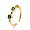 Brass with Cubic Zirconia Open Cuff Rings, Heart, Real 18K Gold Plated, Inner Diameter: 17mm