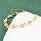 Brass Micro Pave Clear Cubic Zirconia Link Chain Bracelets for Women, Rack Plating, Long-Lasting Plated, Lead Free & Cadmium Free, Real 18K Gold Plated, Butterfly, 7-1/2 inch(19.2cm)