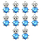 10Pcs Alloy Glass Pendants, Bear with Heart, Faceted, with Rhinestone, Deep Sky Blue, 21.1x14.3mm