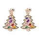 Серьги-гвоздики с подвесками из сплава «Рождественская елка» EJEW-L203-09KCG-1