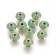 Legierung Tibetische Perlen, holperig, Rondell, goldene & grüne Patina, 7x4.5 mm, Bohrung: 1.4 mm