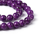 Brins de perles rondes en verre peint par pulvérisation de couleur violet foncé X-DGLA-R004-8mm-29-2