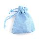 ポリエステル模造黄麻布包装袋巾着袋  クリスマスのために  結婚式のパーティーとdiyクラフトパッキング  ライトスカイブルー  14x10cm ABAG-R005-14x10-16-2