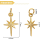 BENECREAT 10Pcs 18K Gold Plated Star Brass Pendants with Jump Rings Metal Lucky Star Accessories for DIY Jewelry Making KK-BC0004-96-2
