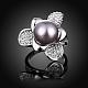 Alliage d'étain anneaux strass tchèque fleur de doigts pour les femmes RJEW-BB10598-6-2