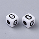 白い不透明なアクリルビーズ  水平穴  黒いアルファベットのキューブ  文字.g  4~5x4~5x4~5mm  穴：1.8mm  約6470~6500個/500g MACR-R869-02G-2