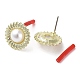 Orecchini a bottone a fiore in lega di placcatura a cremagliera con perle in ABS e 304 perno in acciaio inossidabile EJEW-B030-04G-2