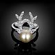 Argento placcato cervi ottone zirconi anelli imitazione perla rotonda delle dita per la festa RJEW-BB12339-8-3