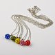 Valentine Present Disco Ball Pendant Necklaces NJEW-JN00564-1