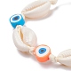 Bracelet de perles tressées en coquillage cauri naturel BJEW-JB07400-01-4