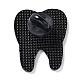 歯の保護をテーマにしたエナメルピン  バックパックの衣類用の黒合金ブローチ  ホワイト  26x22x2mm JEWB-H018-04EB-02-2