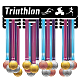 Word Triathlon Fashion Iron Medal Hanger Holder Display Wall Rack ODIS-WH0021-035-2