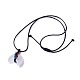 Verstellbare Doppelhorn-Anhänger-Halskette aus Naturquarzkristall mit Wachskordel für Damen NJEW-B086-01C-2