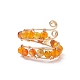 Dyed Natural Agate Round Beaded Open Cuff Ring RJEW-JR00561-6