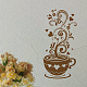 Mayjoydiy 2 個コーヒーカップステンシル芸術的なコーヒー描画テンプレート 10.4 × 22 インチ/26.3 × 56 センチメートルスプライシングサイズコーヒーアートステンシル 11.8 × 11.8 インチステンシルペイントブラシ付き再利用可能なコーヒーショップ家の装飾 DIY-MA0001-24C-6